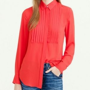 Red J Crew Tuxedo Blouse